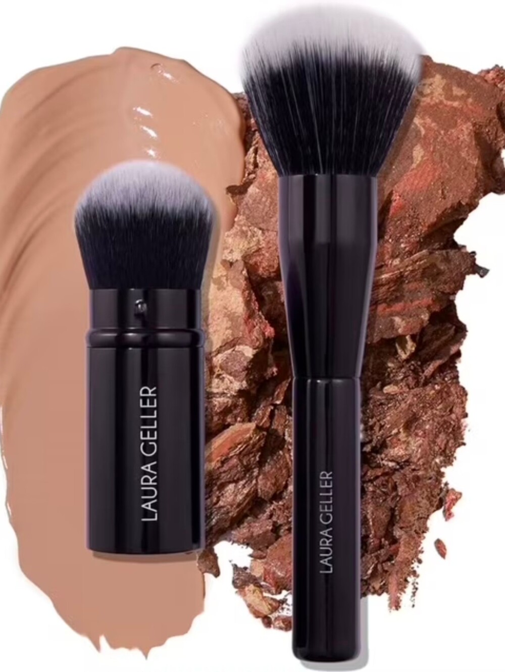 LAURA GELLER Blending Beauties Two-Piece Face Brush Set NWT